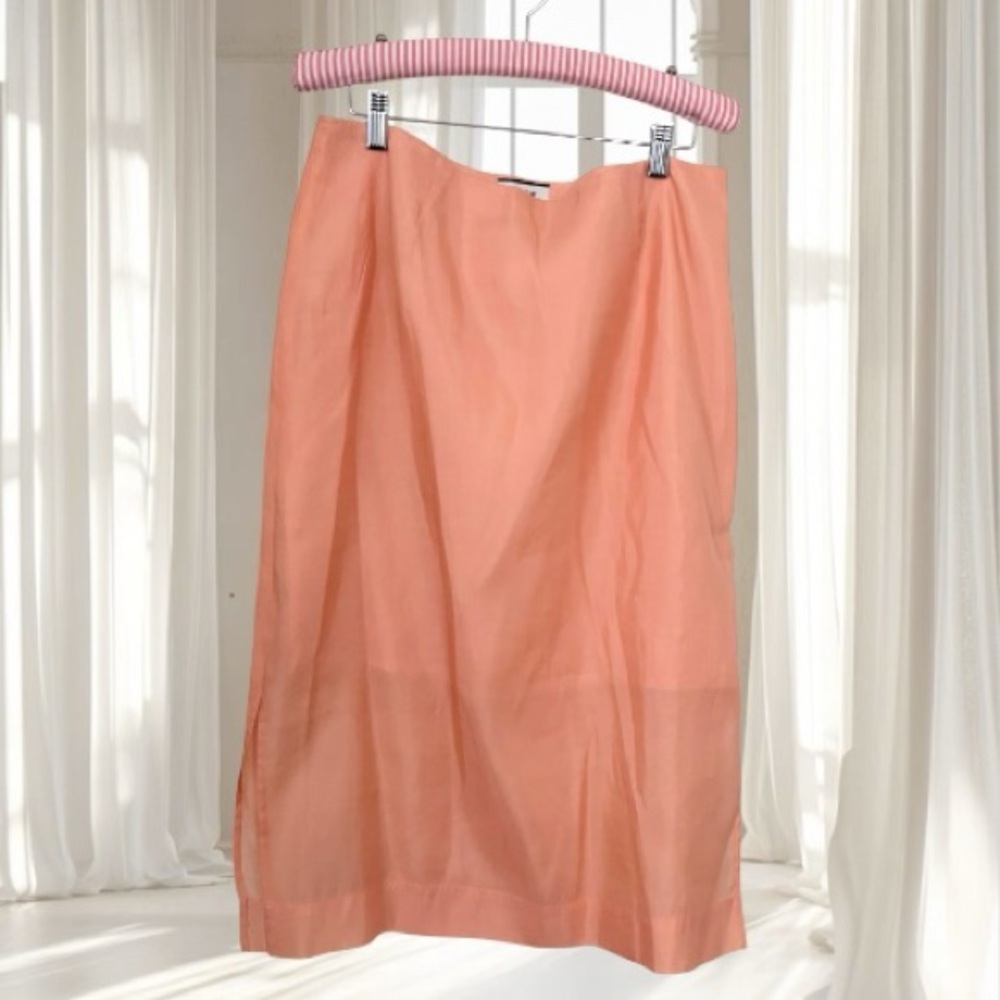 J. Crew Collection Peach Silk Sheer Panel Skirt Size 10